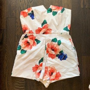 Floral strapless romper